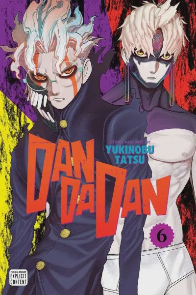Cover of the manga 'Dandadan (Paperback) Vol. 06' featuring two characters in a vibrant and dramatic pose against a colorful background.