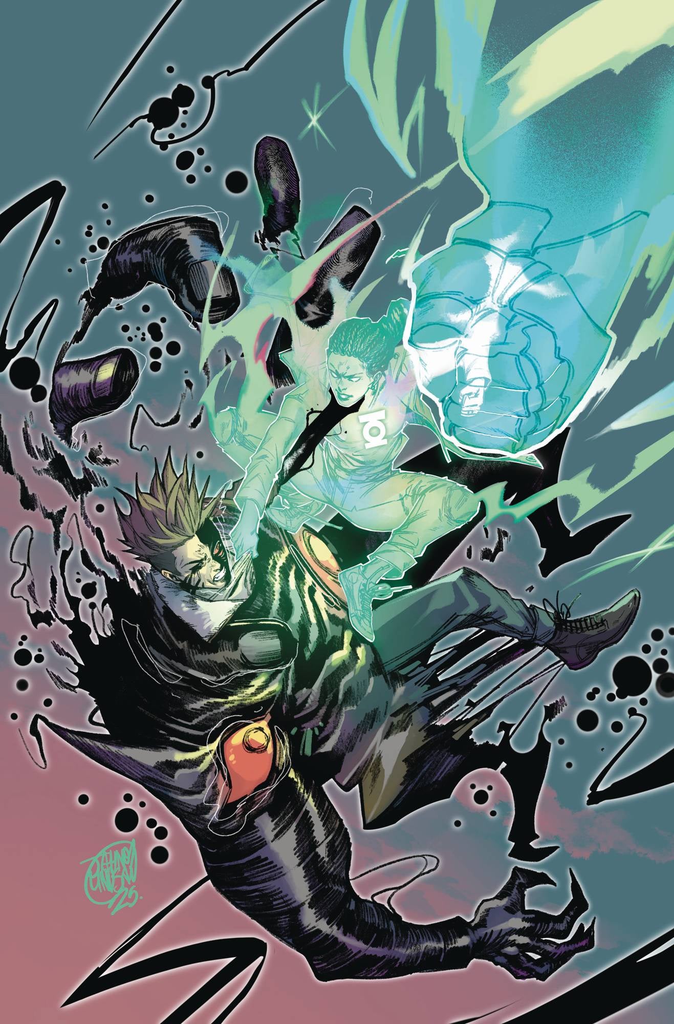 Comic book illustration of a superhero in action with dynamic poses and vibrant colors.