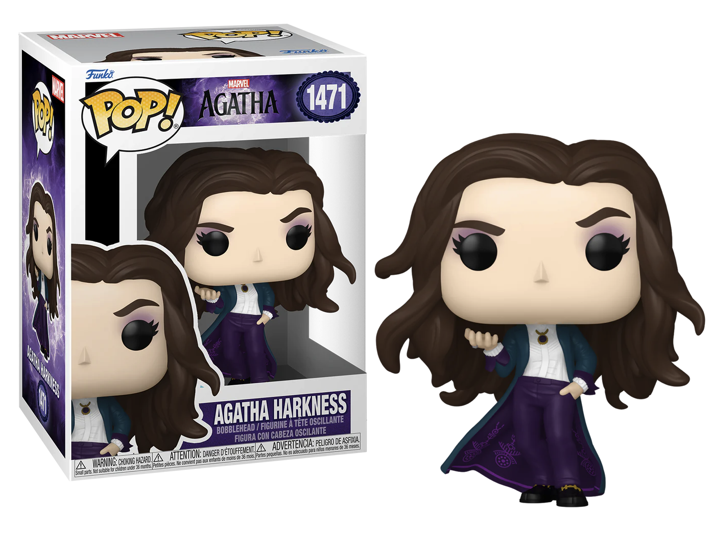 Funko Pop! vinyl figure of Agatha Harkness with packaging on a white background