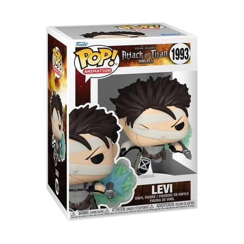 Funko Pop! vinyl figure packaging of Levi from Attack on Titan with box design.