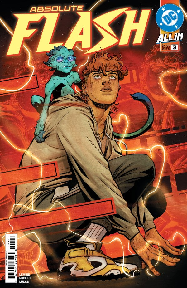 Comic book cover featuring a character with a blue creature on their back, set against a dynamic background.