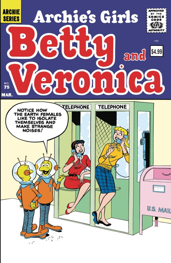 Comic book cover featuring Archie's Girls Betty and Veronica with a telephone scene.