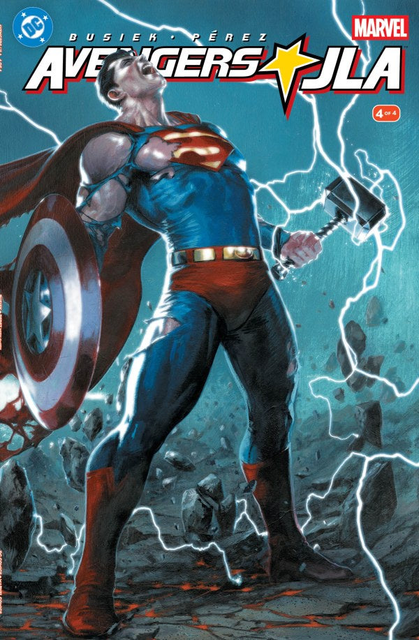 The World's Greatest team-up of Earth's Mightiest Heroes climaxes with the fate of both universes hanging in the balance! This one is crammed full of everything you read comics for. Don't miss it!