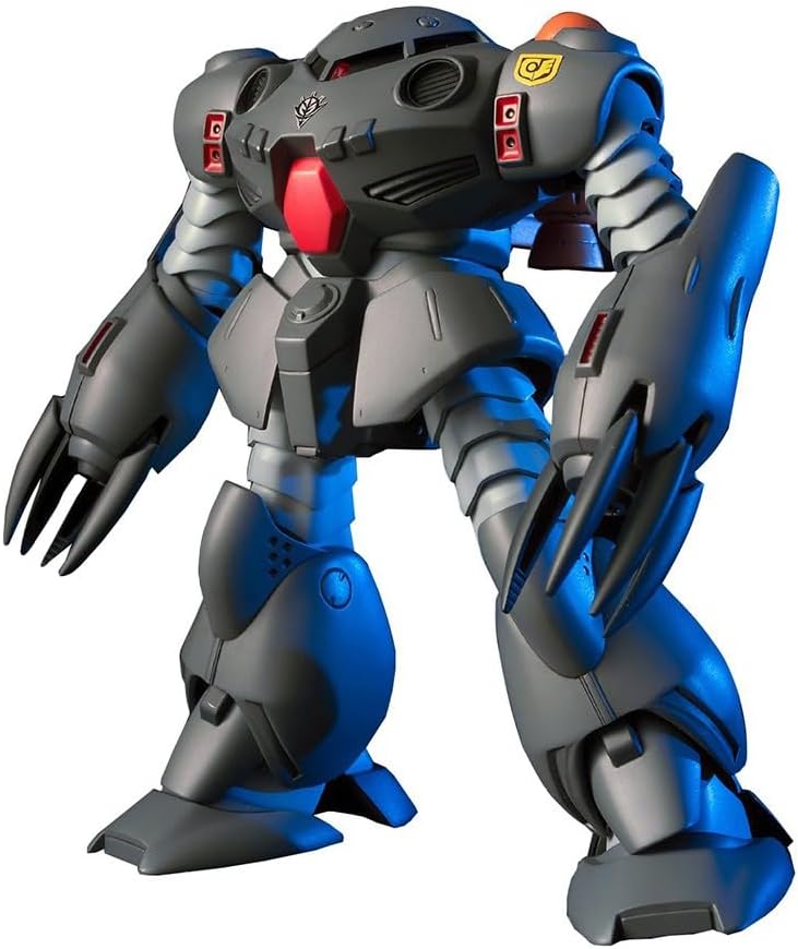 Robotic figure with blue and gray color scheme on a white background