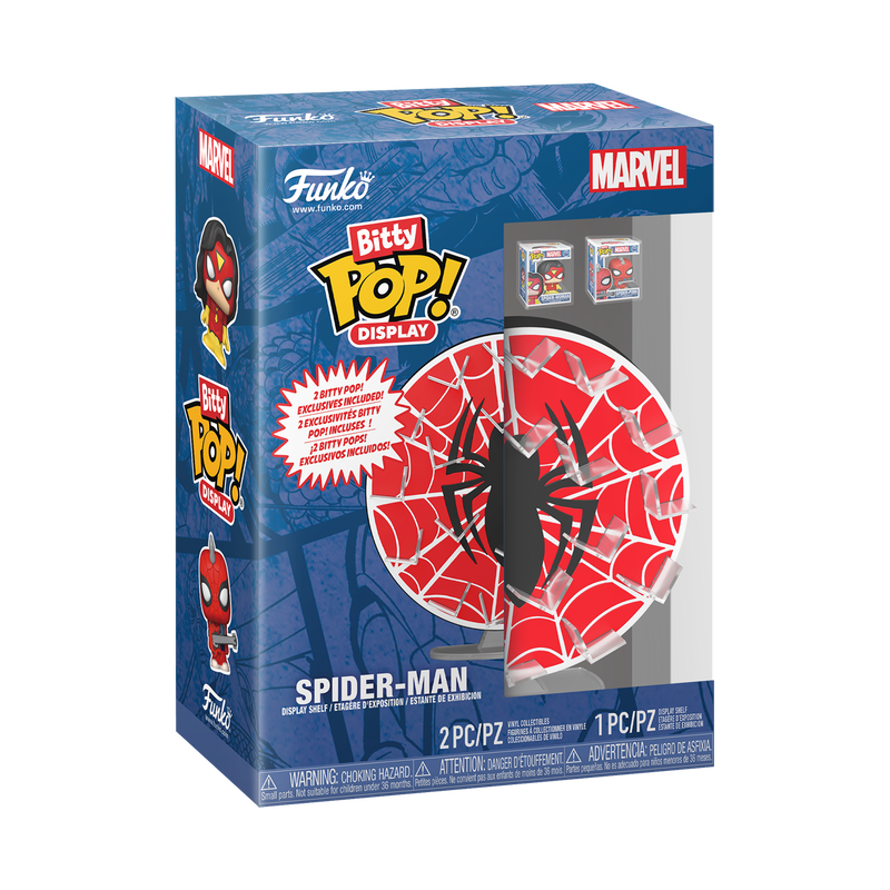 Funko Pop! Spider-Man packaging with Marvel branding on a white background