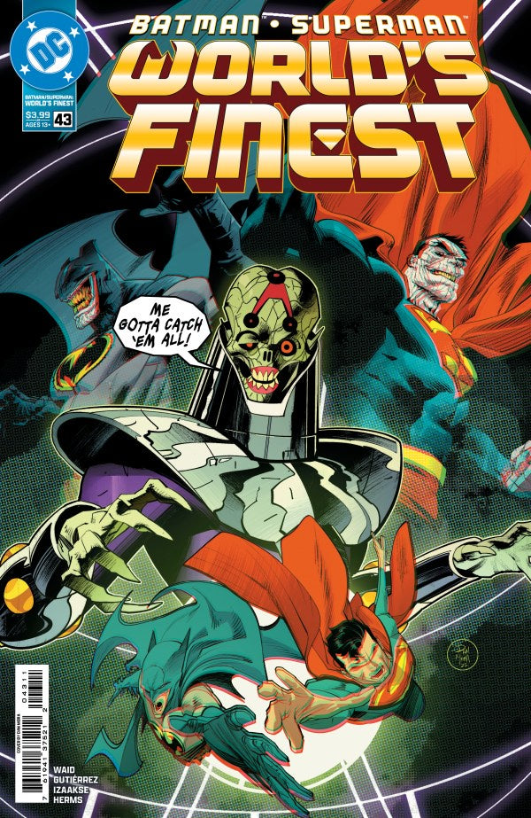 Comic book cover featuring Batman, Superman, and other characters with 'World's Finest' title.