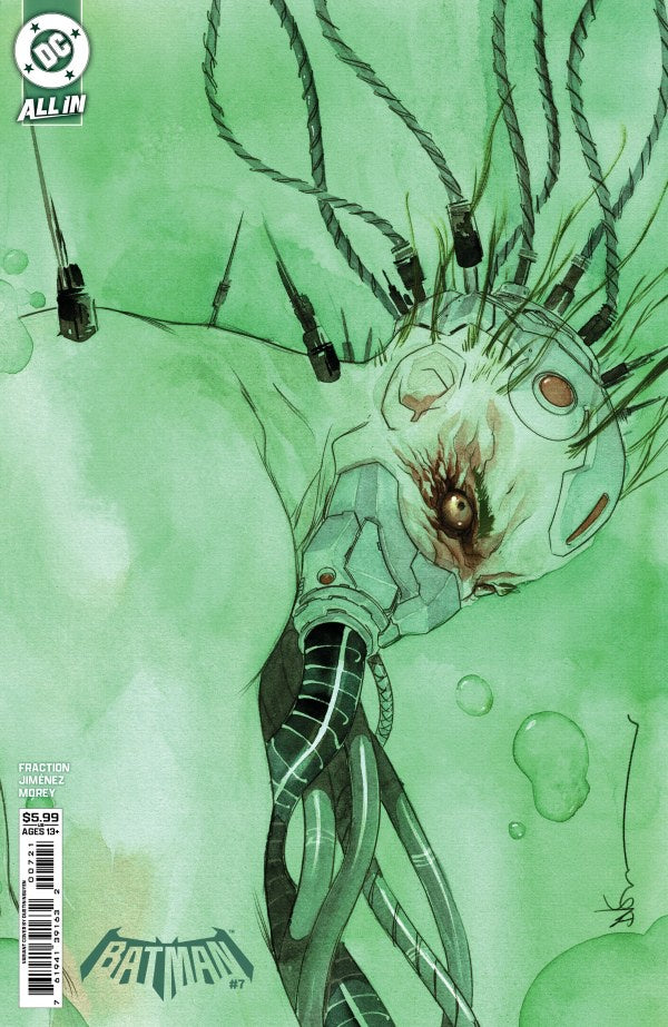 Comic book cover with a green alien creature on a green background