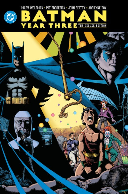 Comic book cover of 'Batman: Year Three' with characters and cityscape.