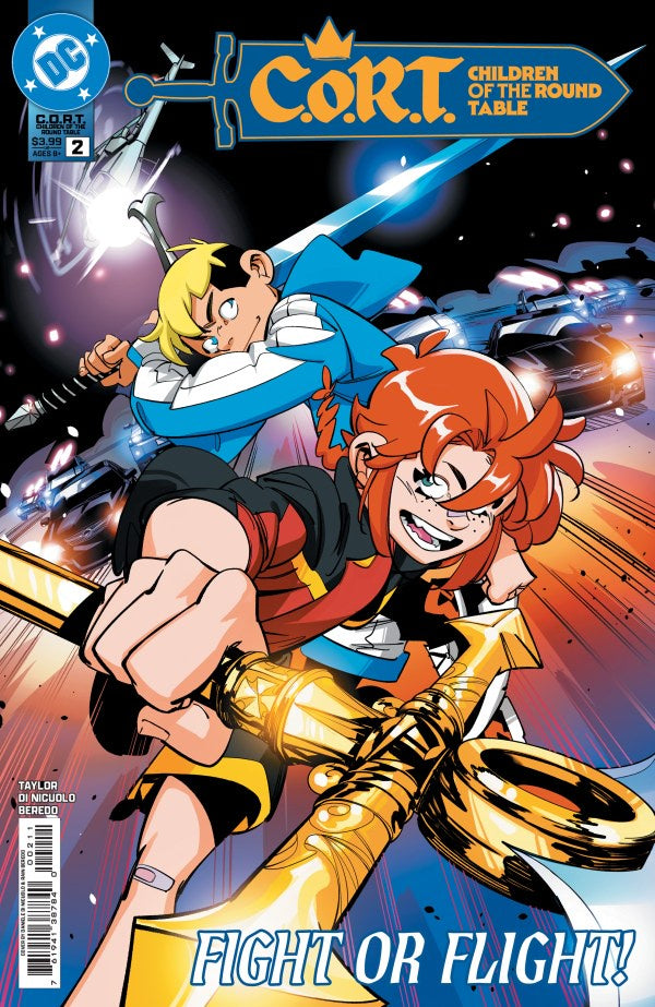 Comic book cover featuring two characters with a dynamic background