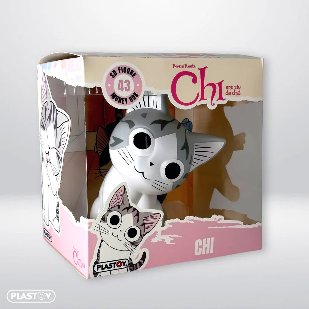 Toy figure packaging with 'Chi' character and Plastoy branding on a white background