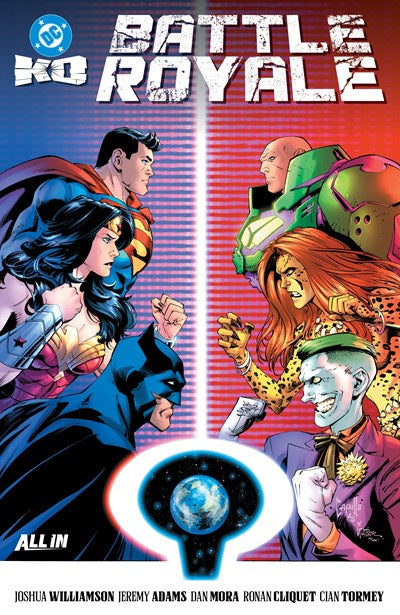 Comic book cover featuring superhero characters with a colorful and dynamic design.
