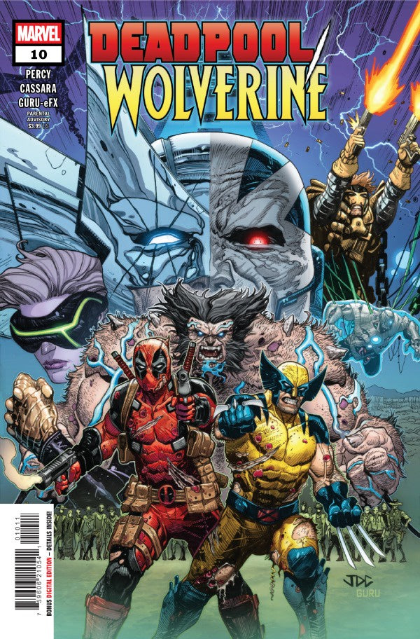 Comic book cover featuring Deadpool and Wolverine with Marvel logo