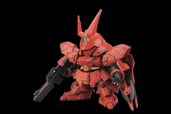 GUNDAM - SD EX Standard Sazabi Gundam SD - Model Kit Red robot model with black details on a black background