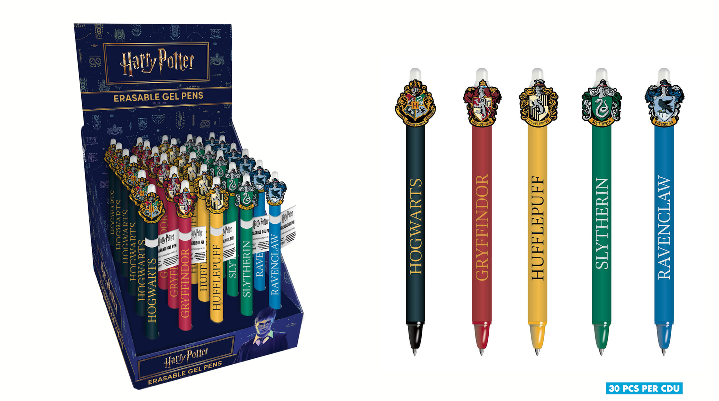Set of Harry Potter-themed erasable gel pens with packaging