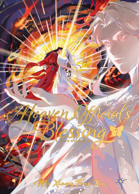 Cover of 'Heaven Official's Blessing' with two characters and fiery design
