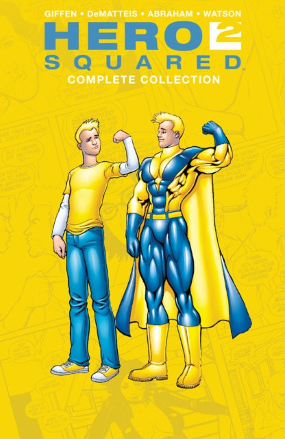 Comic book cover of 'Hero Squared' with two characters on a yellow background