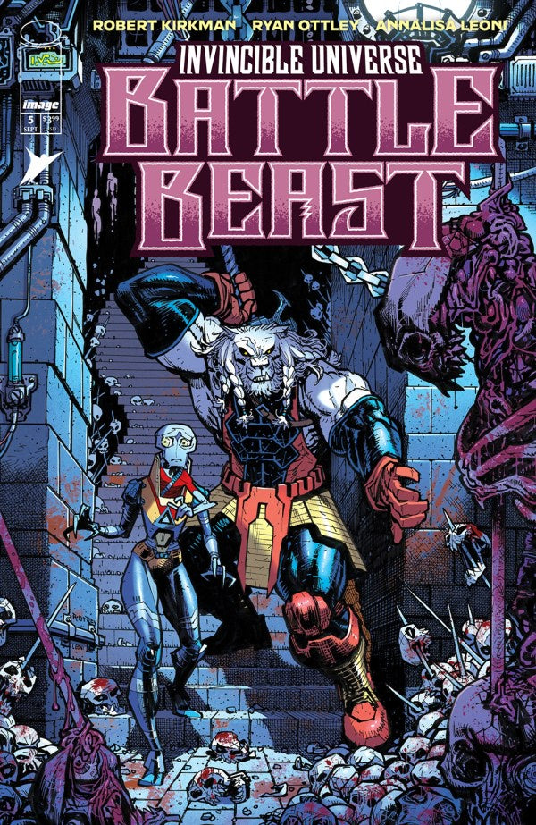 Comic book cover of 'Battle Beast' with a character in a dystopian setting.