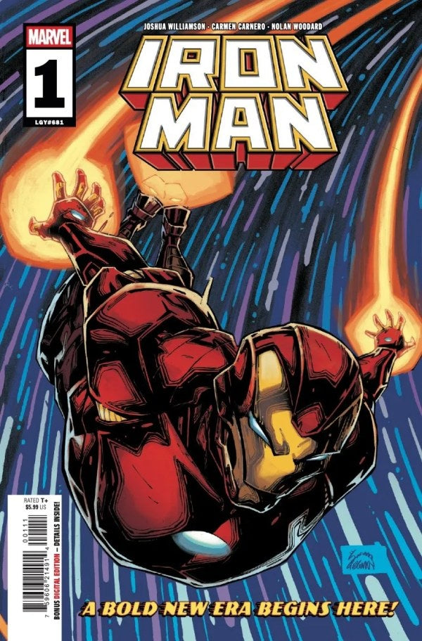 Comic book cover of Iron Man with Marvel logo