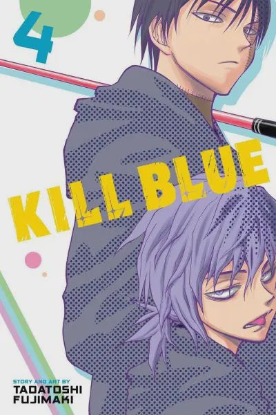 Manga book cover titled 'Kill Blue' with two characters on a colorful background