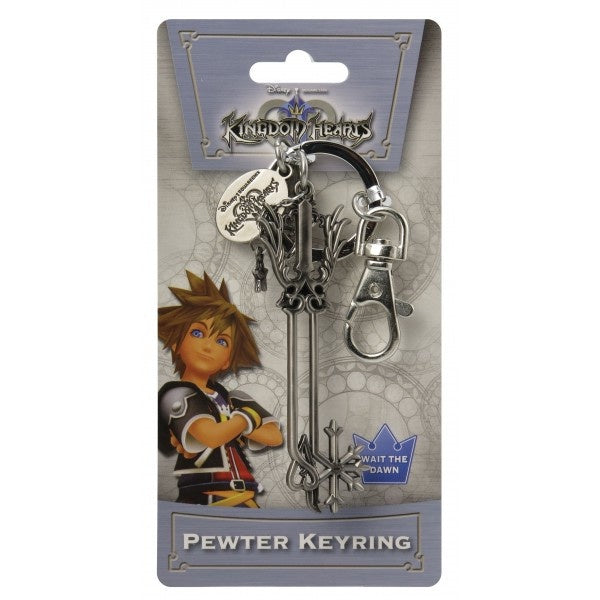 Pewter keyring with character illustration on packaging