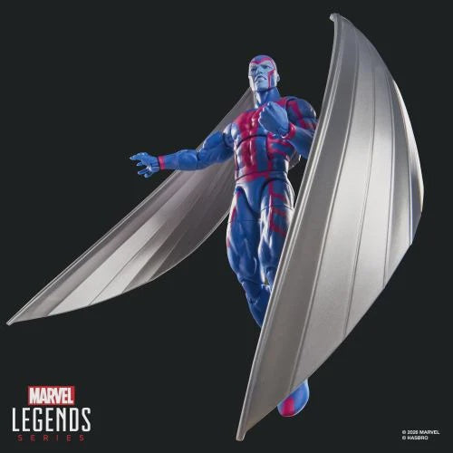 Marvel Legends series superhero figure with wings on a black background