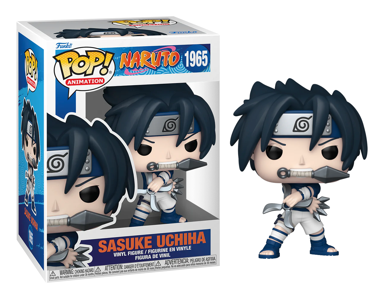 Naruto Pop Sasuke with kunai in mouth black and blue