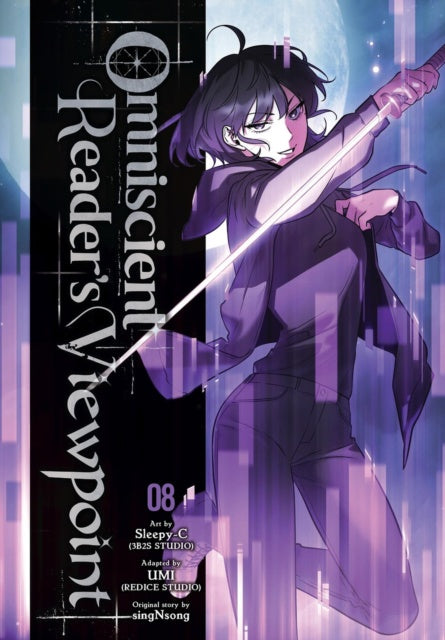 Book cover of 'Omniscient Reader's Viewpoint' with an anime-style character holding a sword.