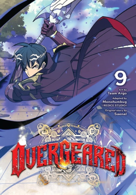 Cover of 'Overgeared' manga volume 9 with an anime character and title.