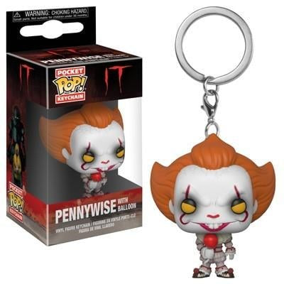 Funko Pop! keychain of Pennywise with packaging on a white background
