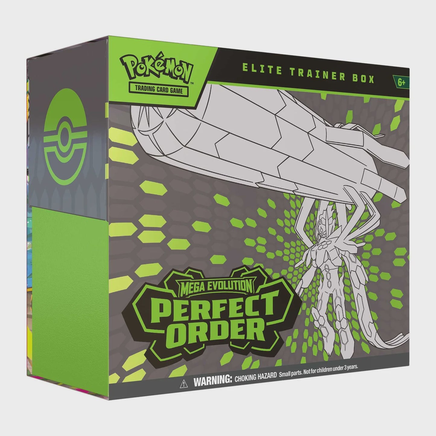 Pokémon trading card game elite trainer box with green and gray design