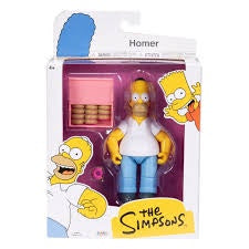 Homer Simpson action figure in packaging with 'The Simpsons' branding
