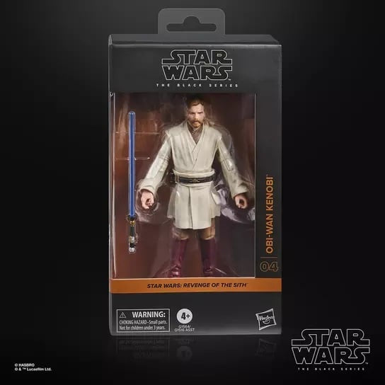 Star Wars action figure packaging with Obi-Wan Kenobi on a black background