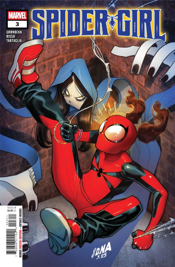 Comic book cover featuring Spider-Girl in action with a superhero theme.