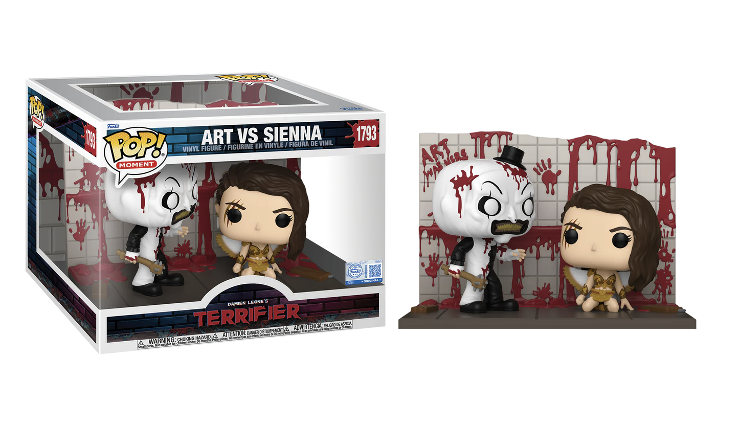 Funko Pop! figures in a box with 'Art vs Sienna' branding on a white background