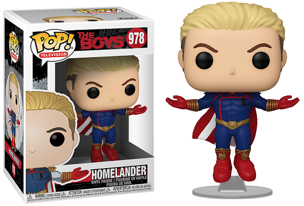 Funko Pop! vinyl figure of a superhero character with packaging displaying 'The Boys' branding.