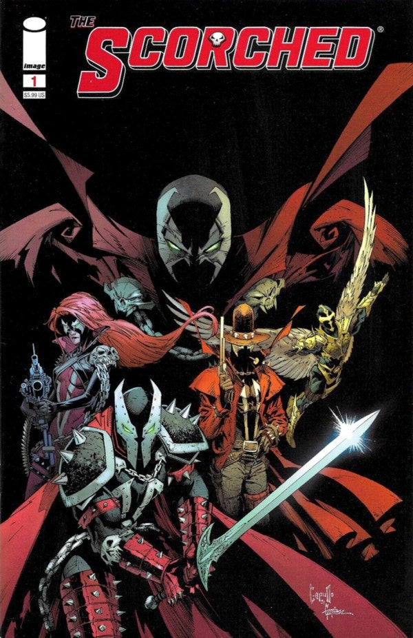 Comic book cover titled 'The Scorched' with characters in dark and red tones.