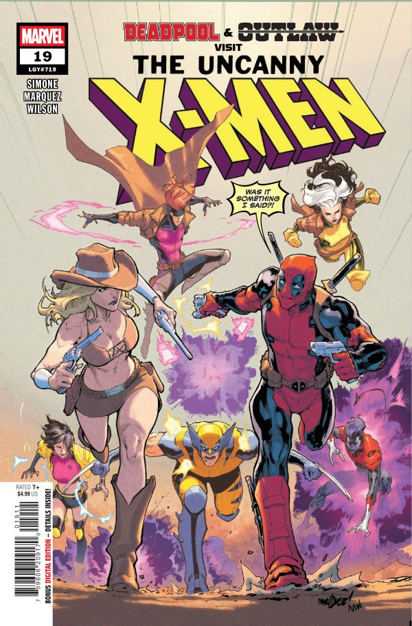 Comic book cover featuring Deadpool and other characters from Marvel's 'The Uncanny X-Men'.