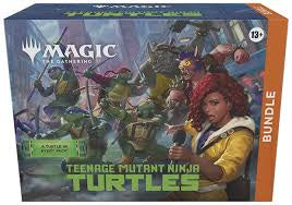 Box of 'Magic: The Gathering' Teenage Mutant Ninja Turtles bundle with characters on the cover.