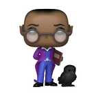 SANDMAN - POP TV #1639 - Lucienne with Matthew
A figurine of Lucienne from the Sandman series, depicted with glasses, a purple outfit, and a black cat.