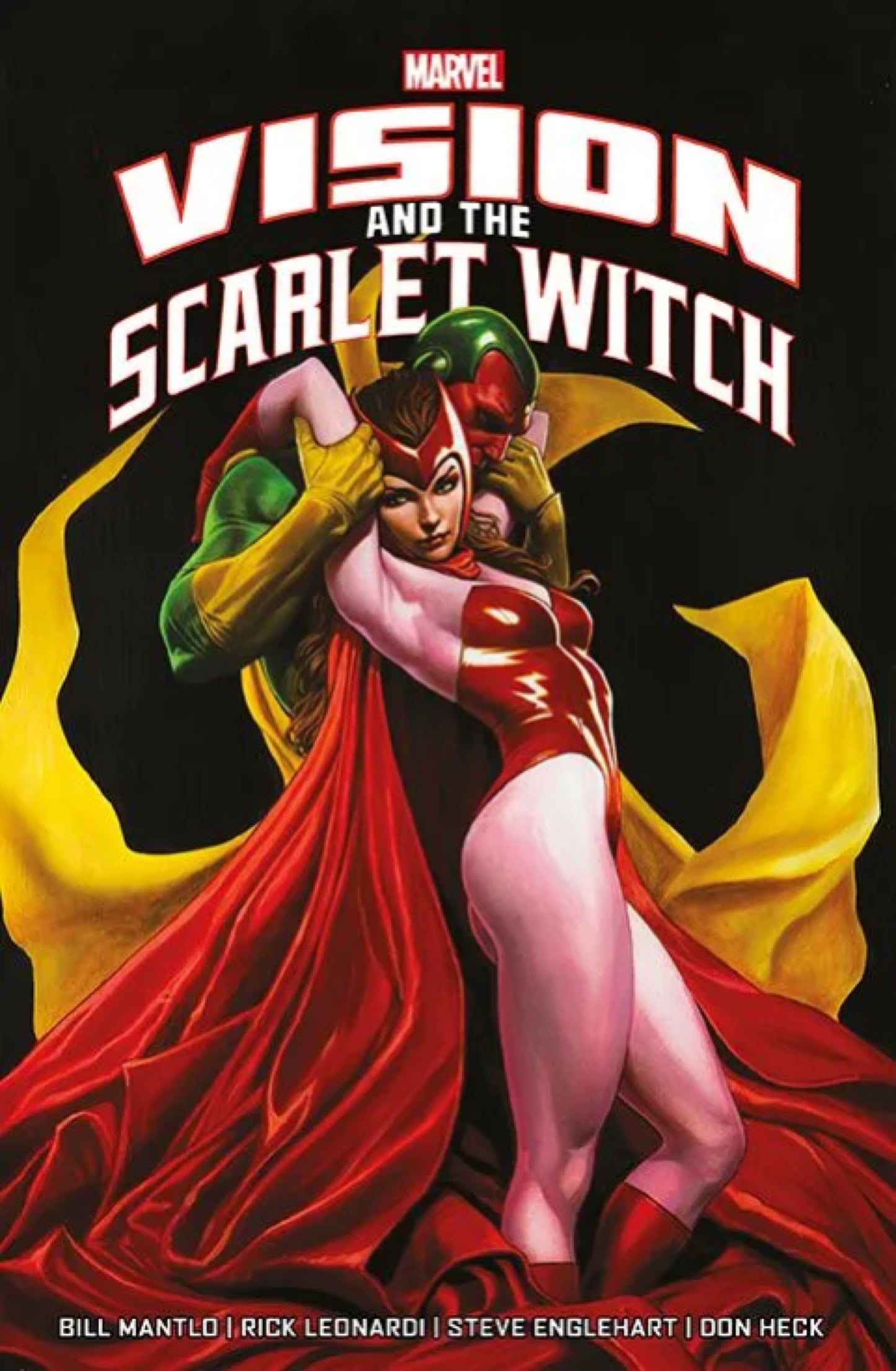 vison holding scarlet witch black background