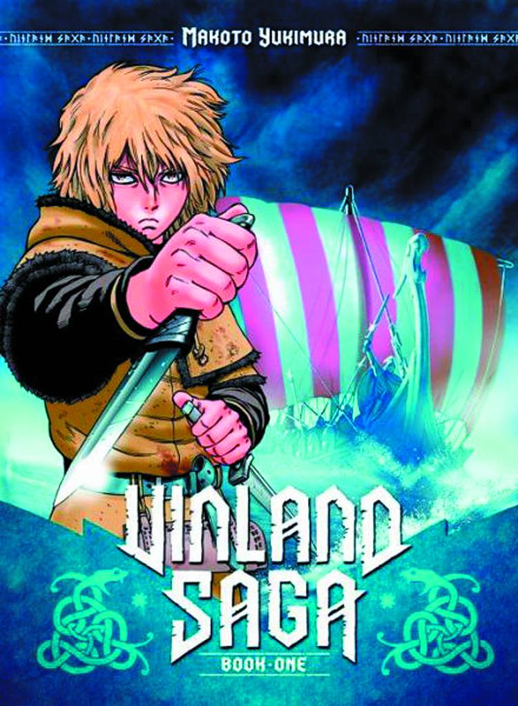 Cover of 'Vinland Saga (Hardcover) Vol. 01' featuring an illustration of a character with a sword in a dynamic pose against a vibrant background.