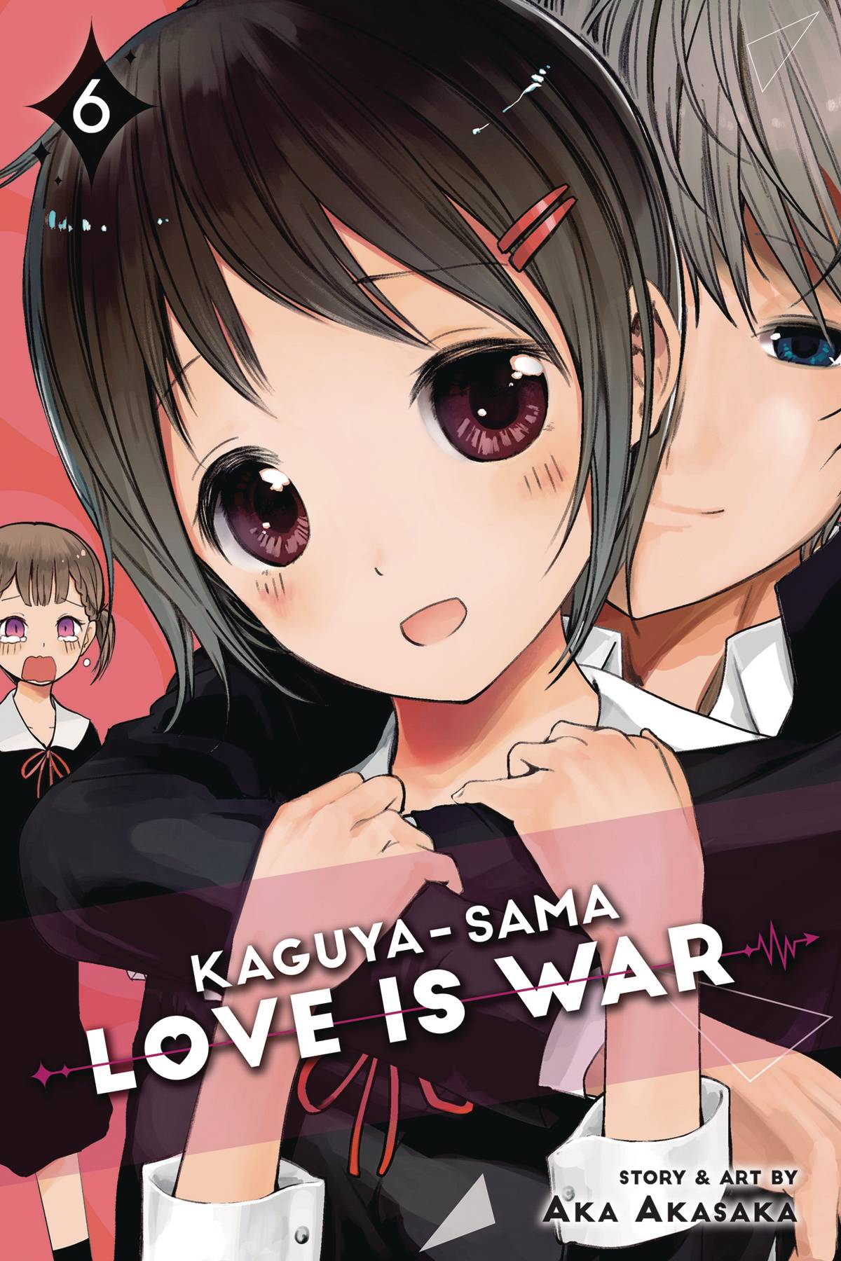 Cover of the manga book 'Kaguya-Sama: Love Is War (Paperback) Vol. 06' featuring two characters in a情感化的 pose against a red and purple background.