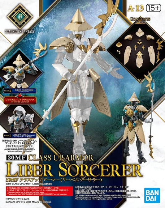 Toy figure packaging of Liber Sorcerer with detailed design and branding elements.