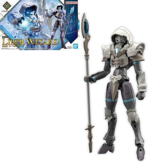 Action figure of a character named 'Liber Wizard' with packaging in the background