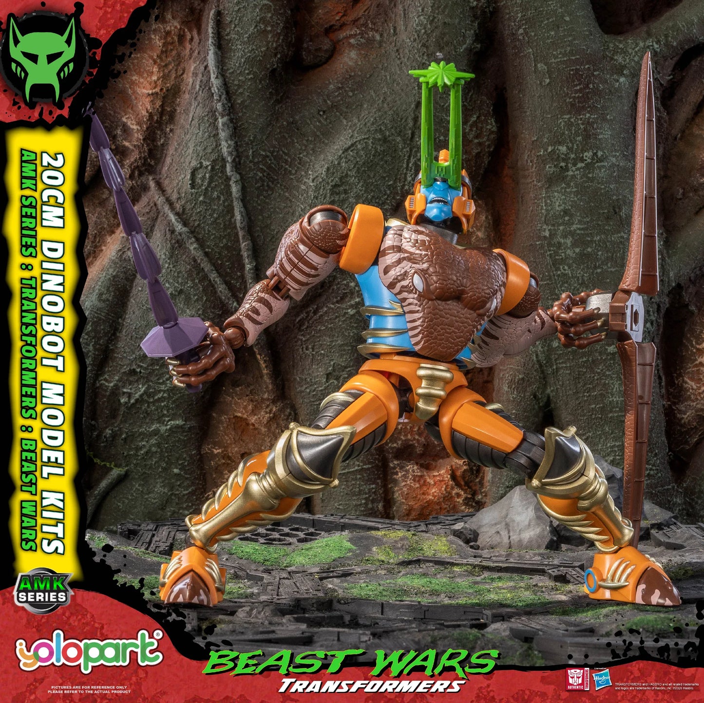 Transformers Beast Wars figure with accessories on a detailed background