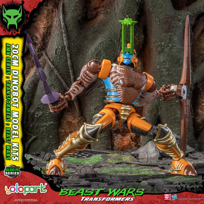 Transformers Beast Wars figure with accessories on a detailed background
