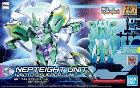 Model kit packaging of Neptweight Unit from HGUC series with Bandai logo.
