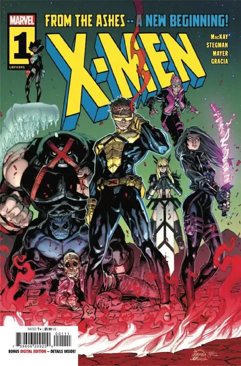 Comic book cover of X-Men with characters in superhero poses on a colorful background