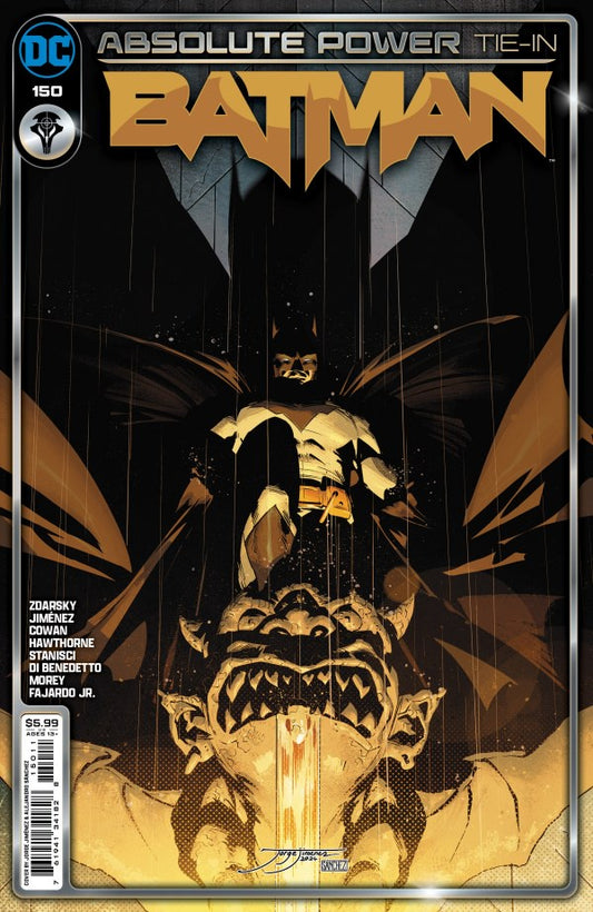 Comic book cover featuring Batman with a dark and intense design.