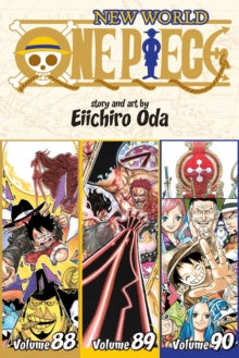 Cover of the 'One Piece' manga edition featuring colorful artwork with characters Luffy and Rorschach.One Piece: (3-in-1) Edition (Paperback) Vol. 30 (88-89-90)
